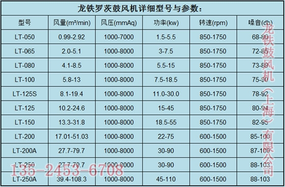 三葉羅茨鼓風機參數(shù)